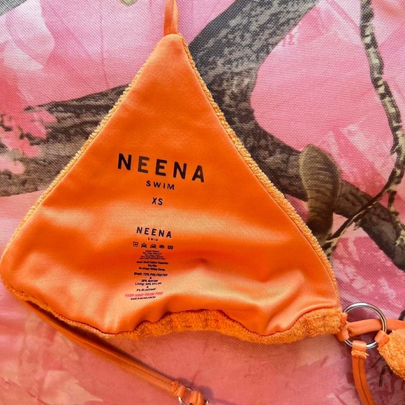 neena swim orange terry cloth triangle wrap bikini top - Picture 3 of 8